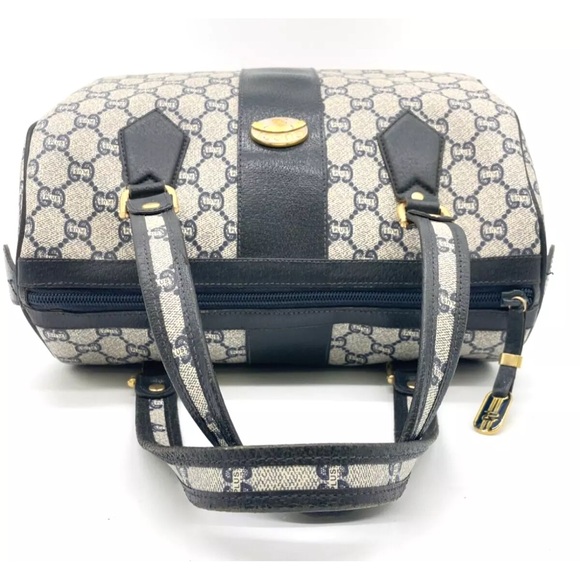 Authentic Gucci GG Plus PVC Navy Mini Boston Bag - Picture 6 of 17